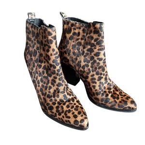 Marc Fisher Boots Women's 7M Black Leopard Print Calf Hair Chelsea‎ Ankle Boots